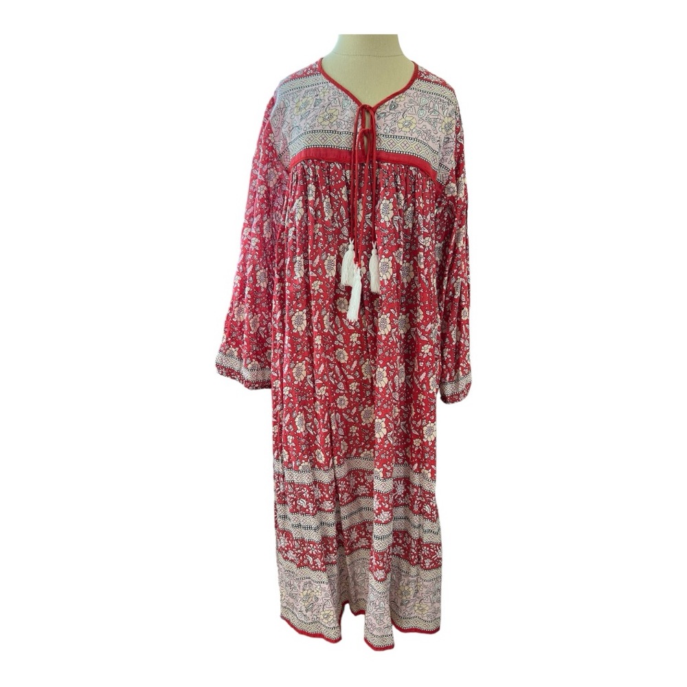 Hand block printed Indian gauzy boho dress